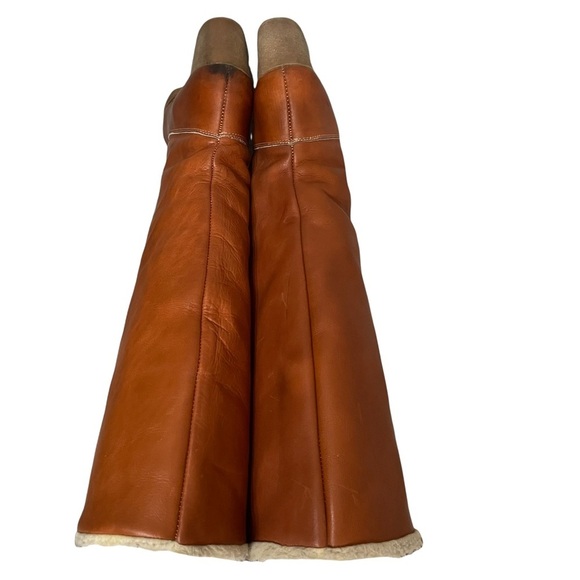 Zodiac Vintage Brown Leather Shearling Lined Heeled Boots Size 7 N (Narrow) - Picture 5 of 12